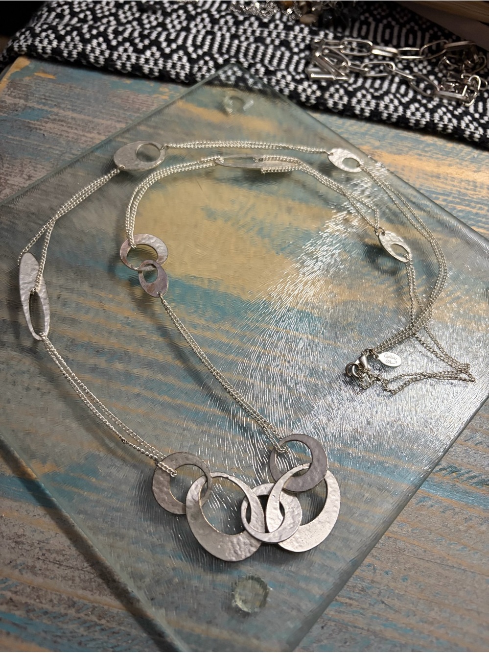 Sterling Silver Interlocking Circle Necklace - Silver